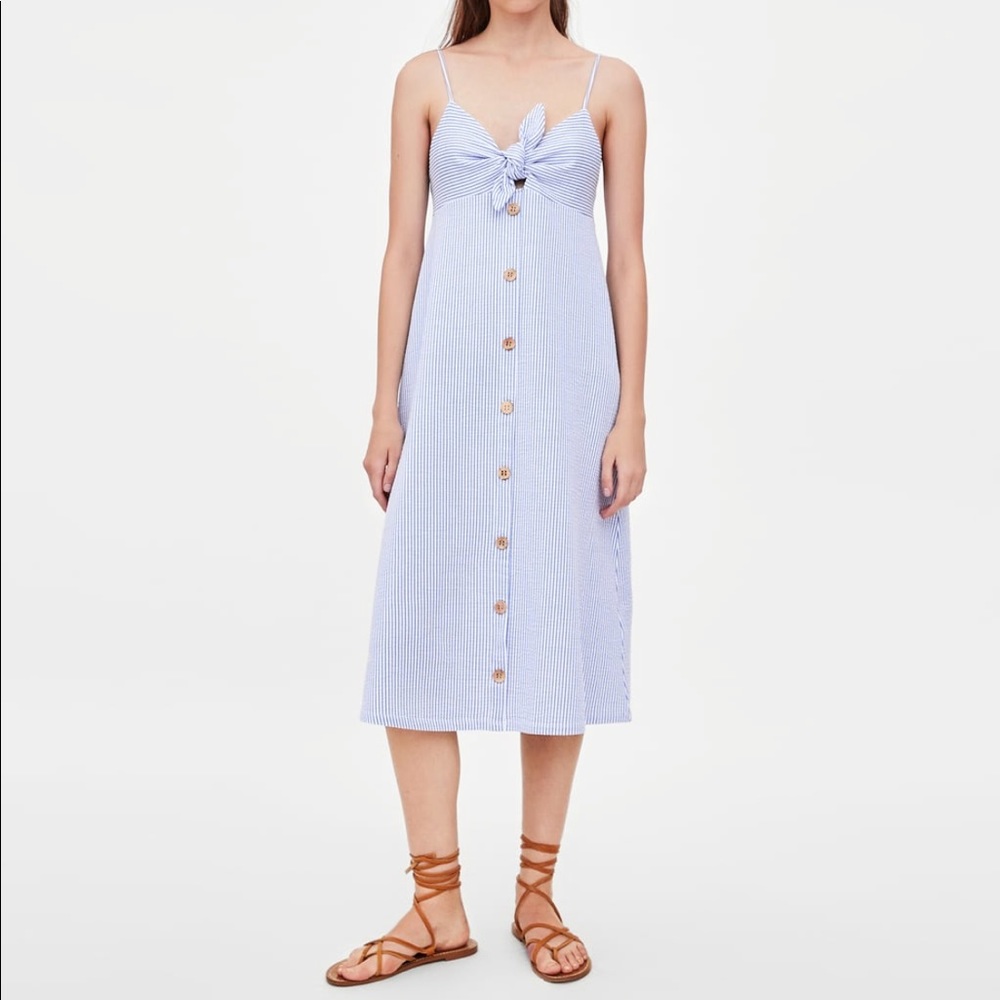 Zara striped midi knot dress- Small